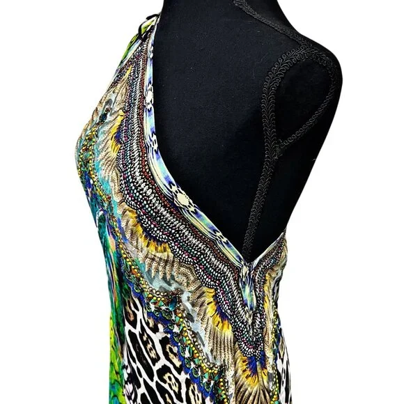 Shahida Parides 3 Ways Animal Print Maxi Silk Dress Multicolor ADINA PORTER - Picture 11 of 13